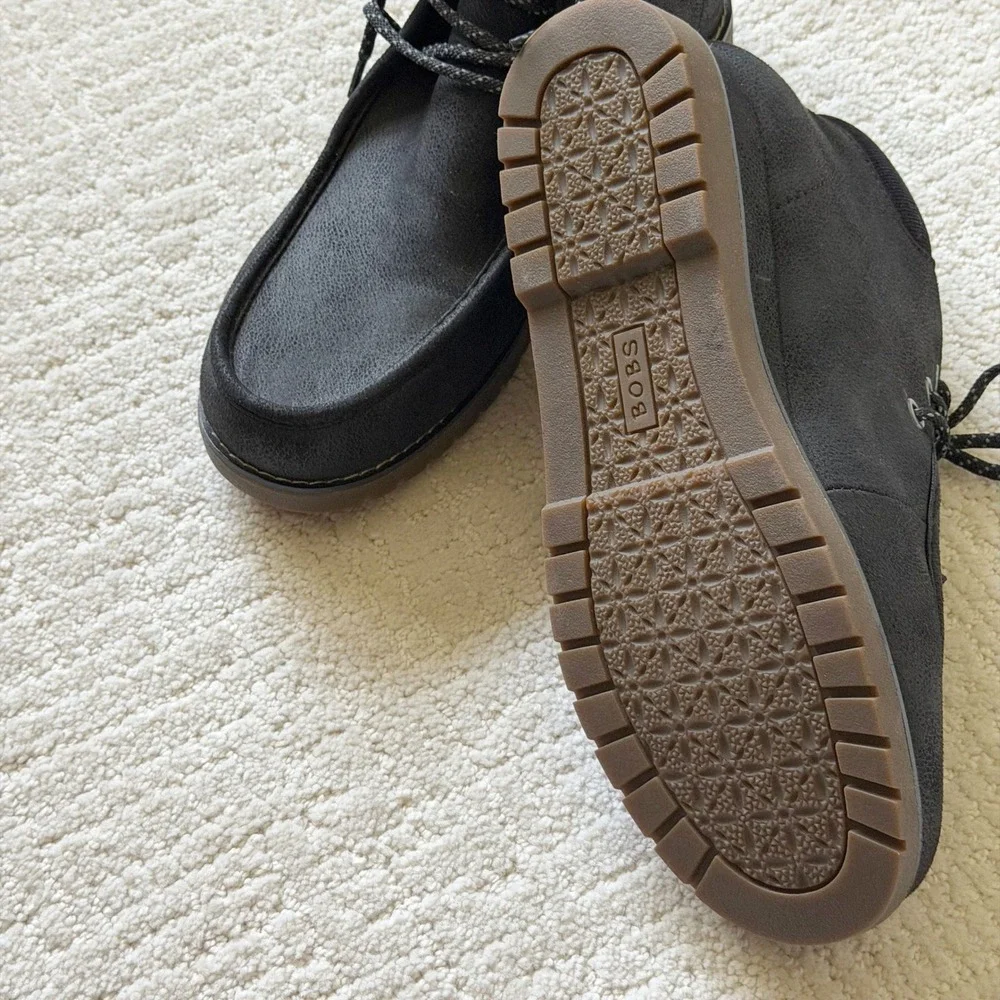 Skechers BOBS Skipper Tide Pool Black Ankle Boots Memory Foam 114718 Womens 8.5